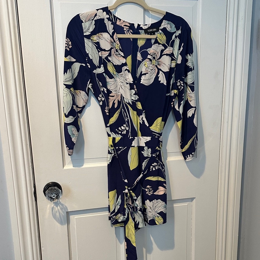 Yumi Kim Navy and Yellow Floral Mini Romper